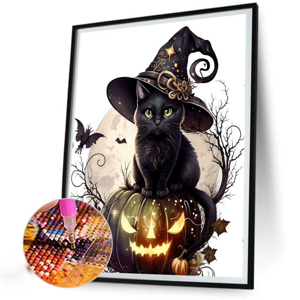 Halloween Cat - Full Round Drill Diamond Painting 40*50CM