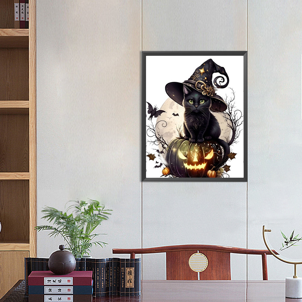 Halloween Cat - Full Round Drill Diamond Painting 40*50CM