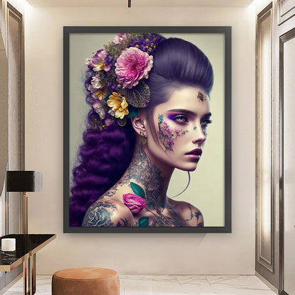 Flower Woman - 11CT Stamped Cross Stitch 50*60CM