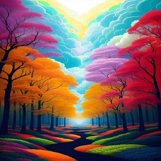 Colorful Forest Path - Full Round AB Drill Diamond Painting 40*50CM