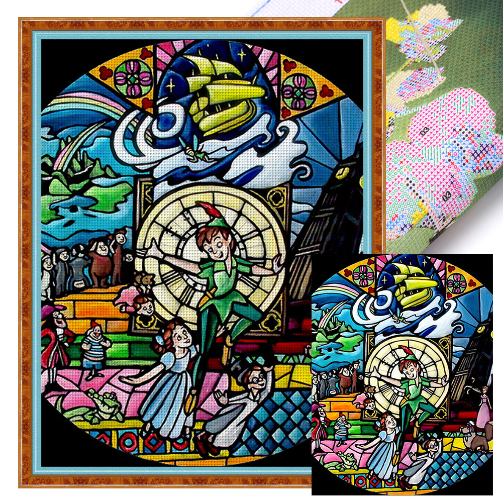 Glass Painting-Peter Pan - 11CT Stamped Cross Stitch 50*65CM