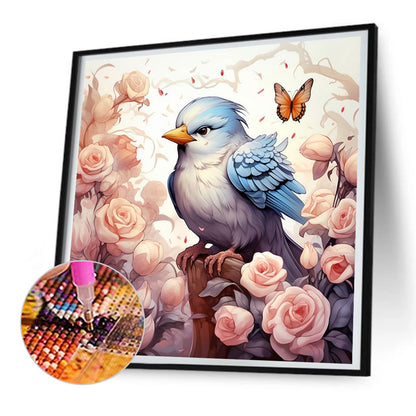 Birds Singing And Flowers Fragrant - Full Round Drill Diamond Painting 30*30CM