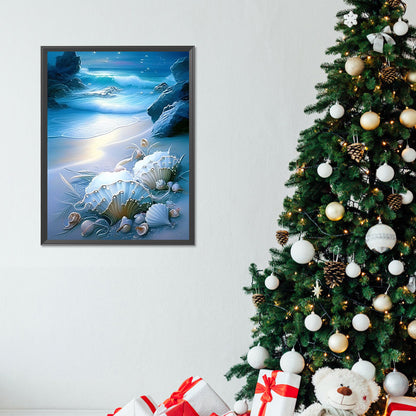 Coast Blue Seashells - Full Round Drill Diamond Painting 30*40CM