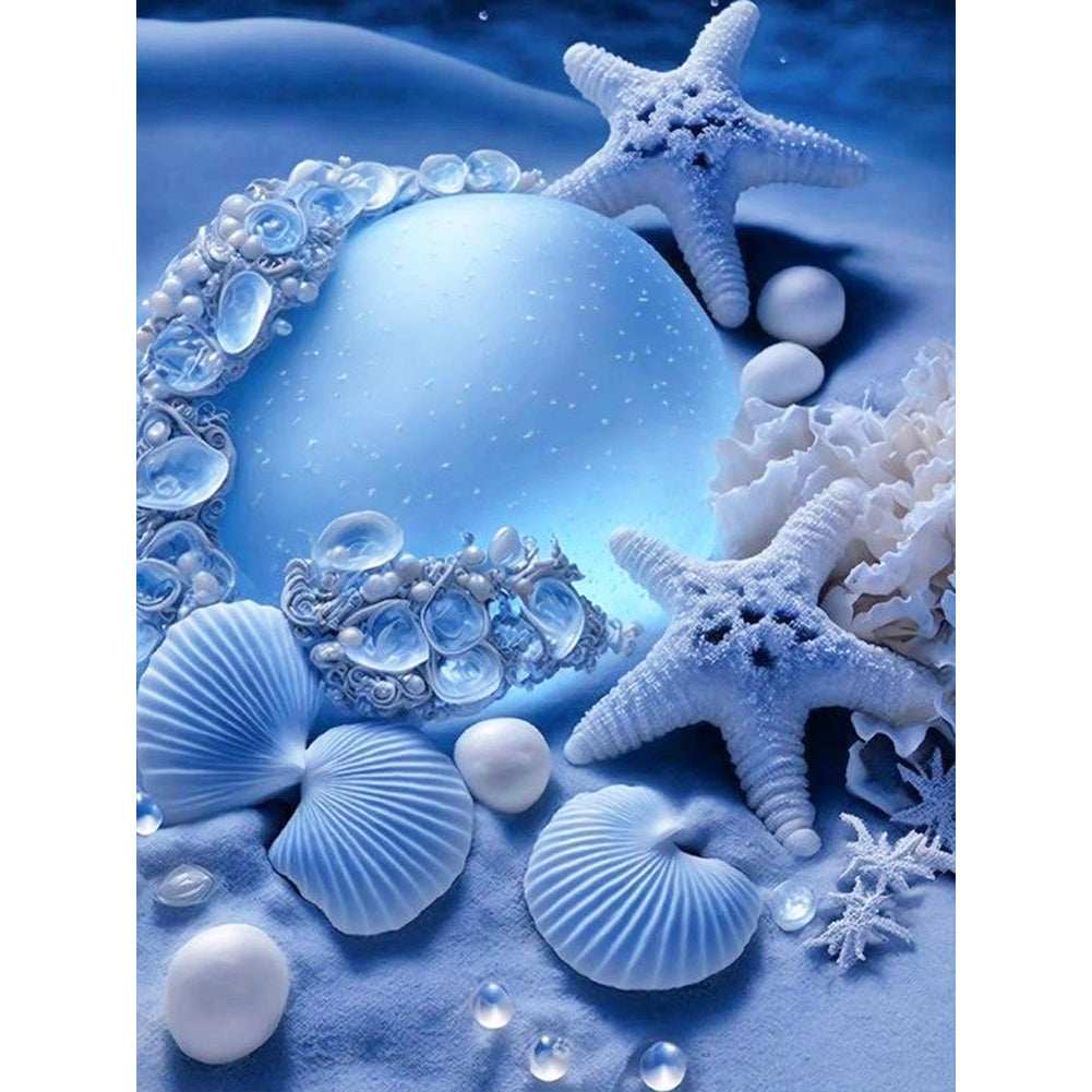Coast Blue Seashells - Full Round Drill Diamond Painting 30*40CM