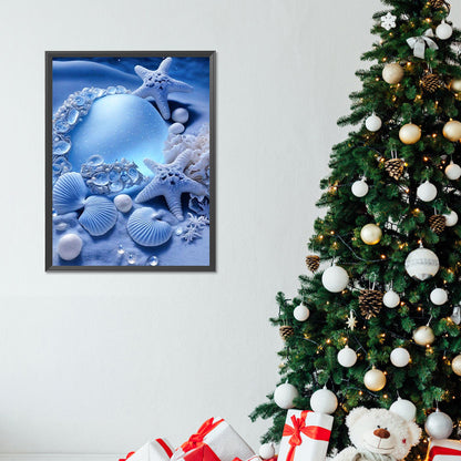 Coast Blue Seashells - Full Round Drill Diamond Painting 30*40CM