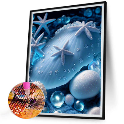 Coast Blue Seashells - Full Round Drill Diamond Painting 30*40CM