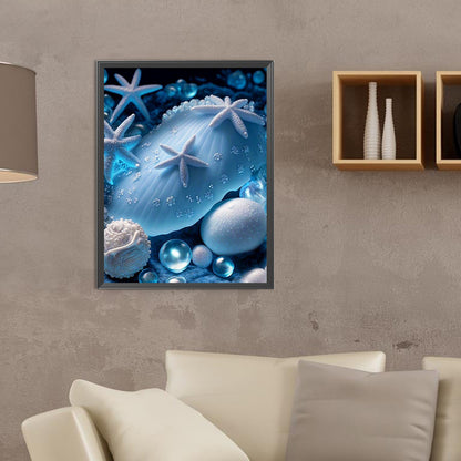 Coast Blue Seashells - Full Round Drill Diamond Painting 30*40CM