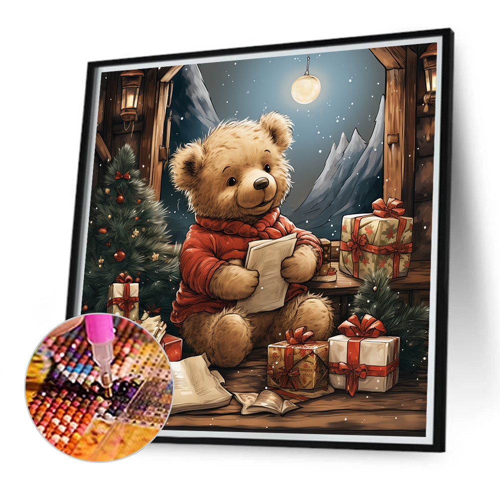 Christmas Eve Bear - Full Round Drill Diamond Painting 40*40CM