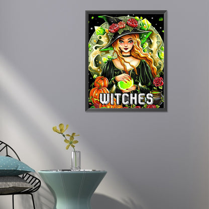 Green Potion Witch - Full Round Drill Diamond Painting 40*50CM