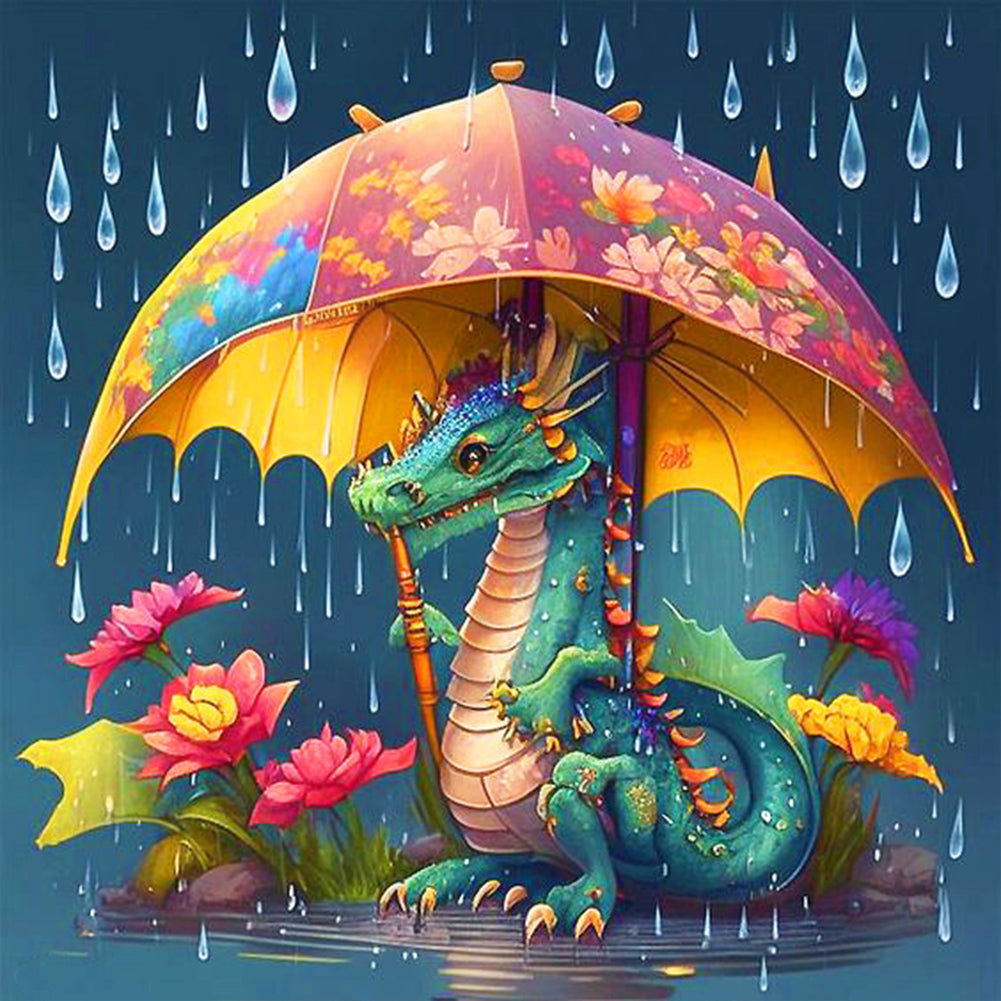 Umbrella Animal Dragon - Full Round Drill Diamond Painting 30*30CM