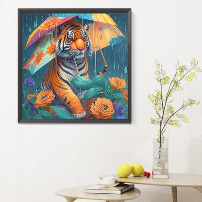 Umbrella Animal Tiger - Full Round Drill Diamond Painting 30*30CM