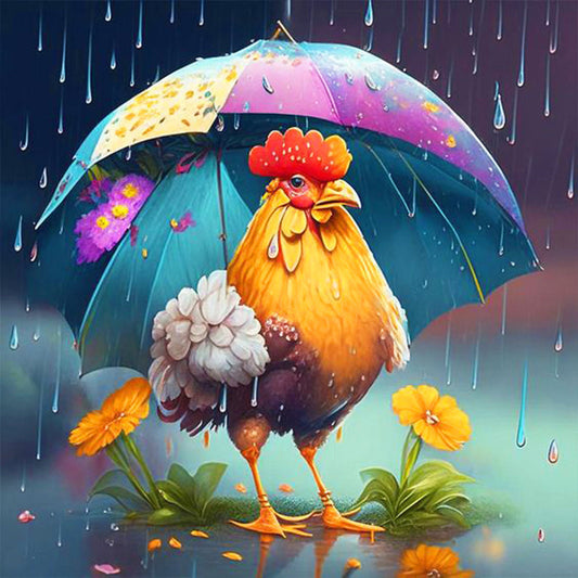 Umbrella Animal Rooster - Full Round Drill Diamond Painting 30*30CM