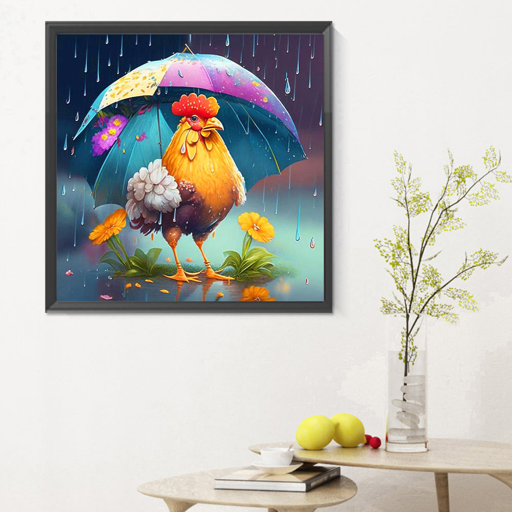 Umbrella Animal Rooster - Full Round Drill Diamond Painting 30*30CM