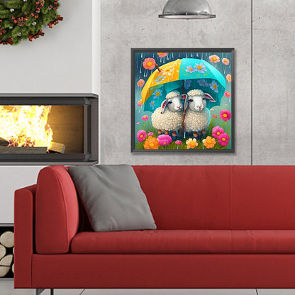 Umbrella Animal Sheep - Full Round Drill Diamond Painting 30*30CM