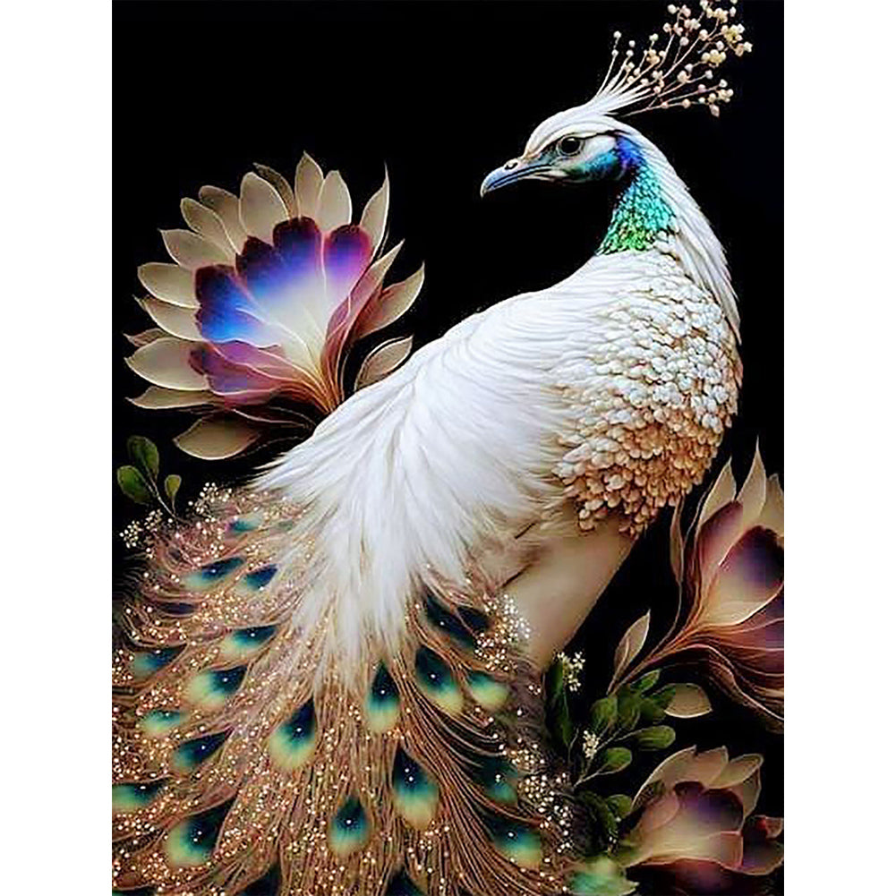 White Peacock - Full Round Drill Diamond Painting 30*40CM