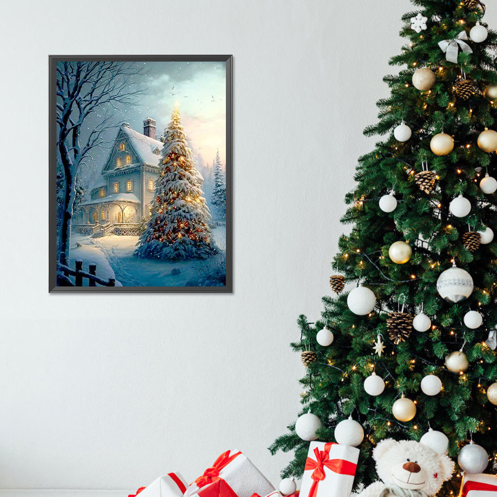 Christmas Tree In The Snow - Full Round Drill Diamond Painting 30*40CM