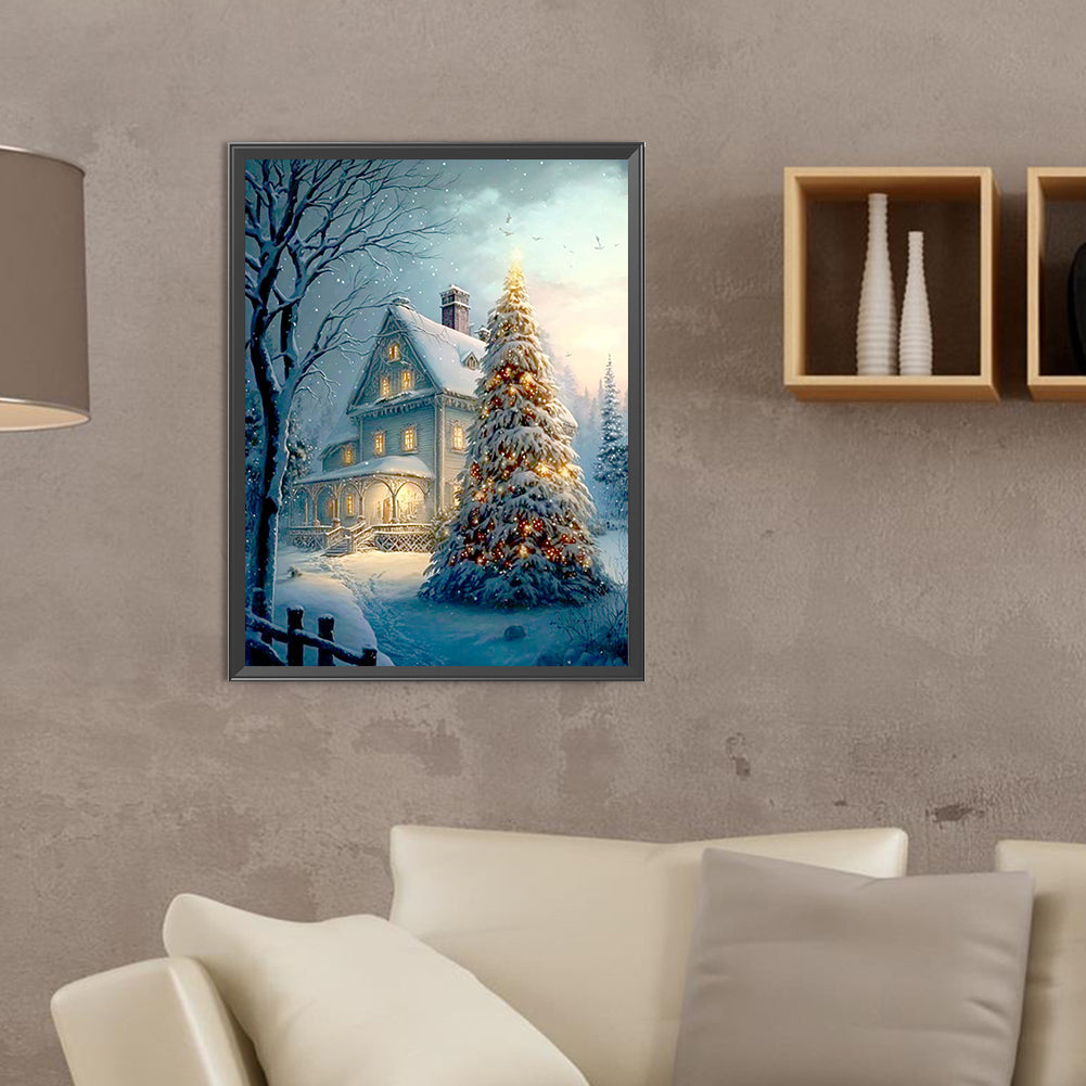 Christmas Tree In The Snow - Full Round Drill Diamond Painting 30*40CM