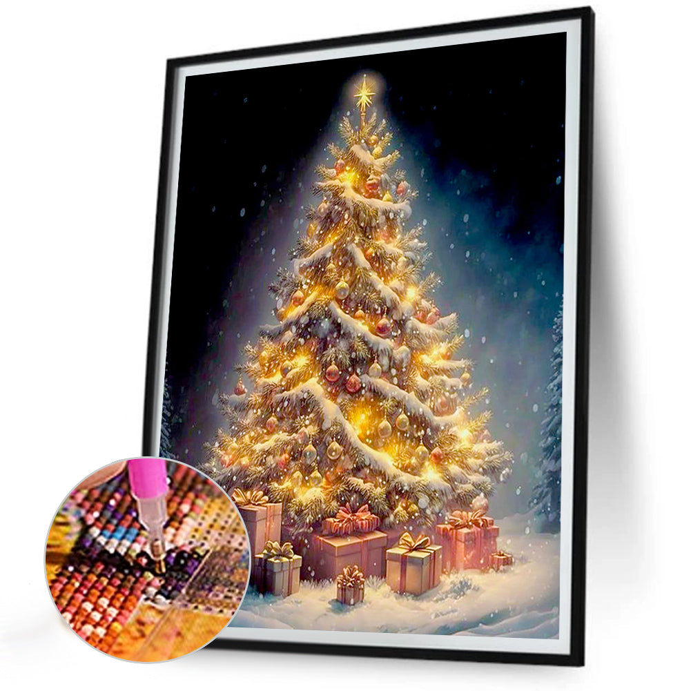 Christmas Tree In The Snow - Full Round Drill Diamond Painting 30*40CM