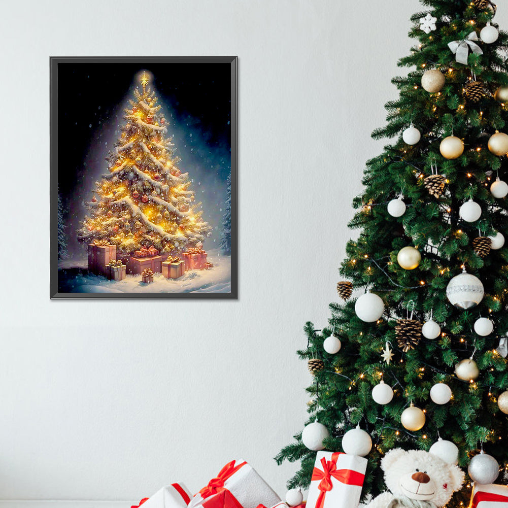 Christmas Tree In The Snow - Full Round Drill Diamond Painting 30*40CM