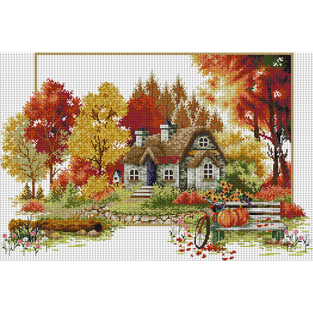 Four Seasons Of Autumn - 14CT Stamped Cross Stitch 56*38CM(Joy Sunday)