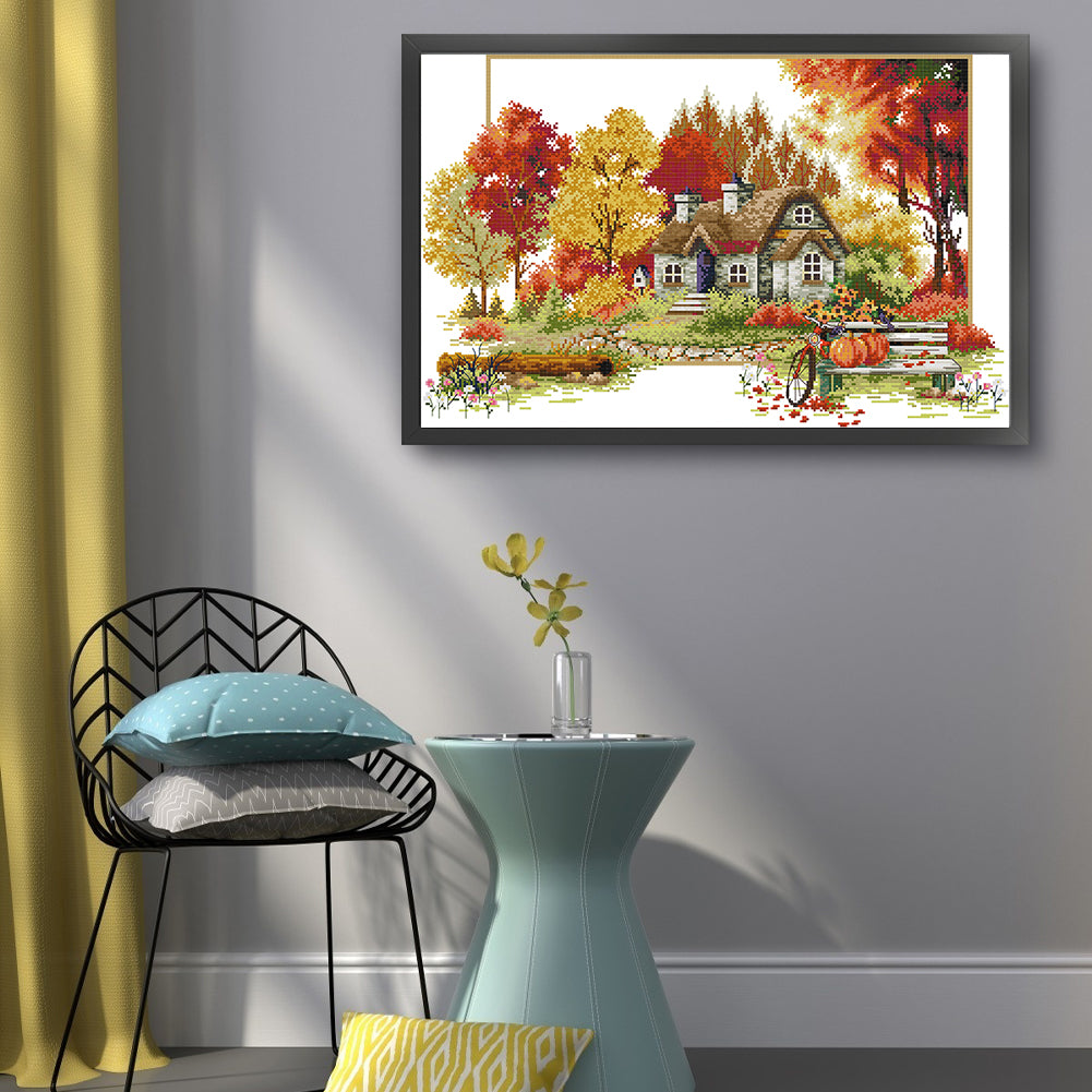 Four Seasons Of Autumn - 14CT Stamped Cross Stitch 56*38CM(Joy Sunday)