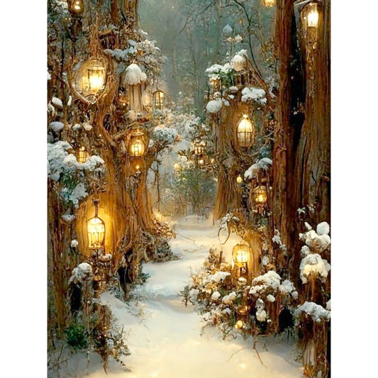 Snowy Scenery - Full Round Drill Diamond Painting 30*40CM