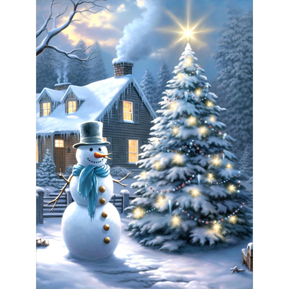 Christmas Winter Snowman - Full Round Drill Diamond Painting 30*40CM