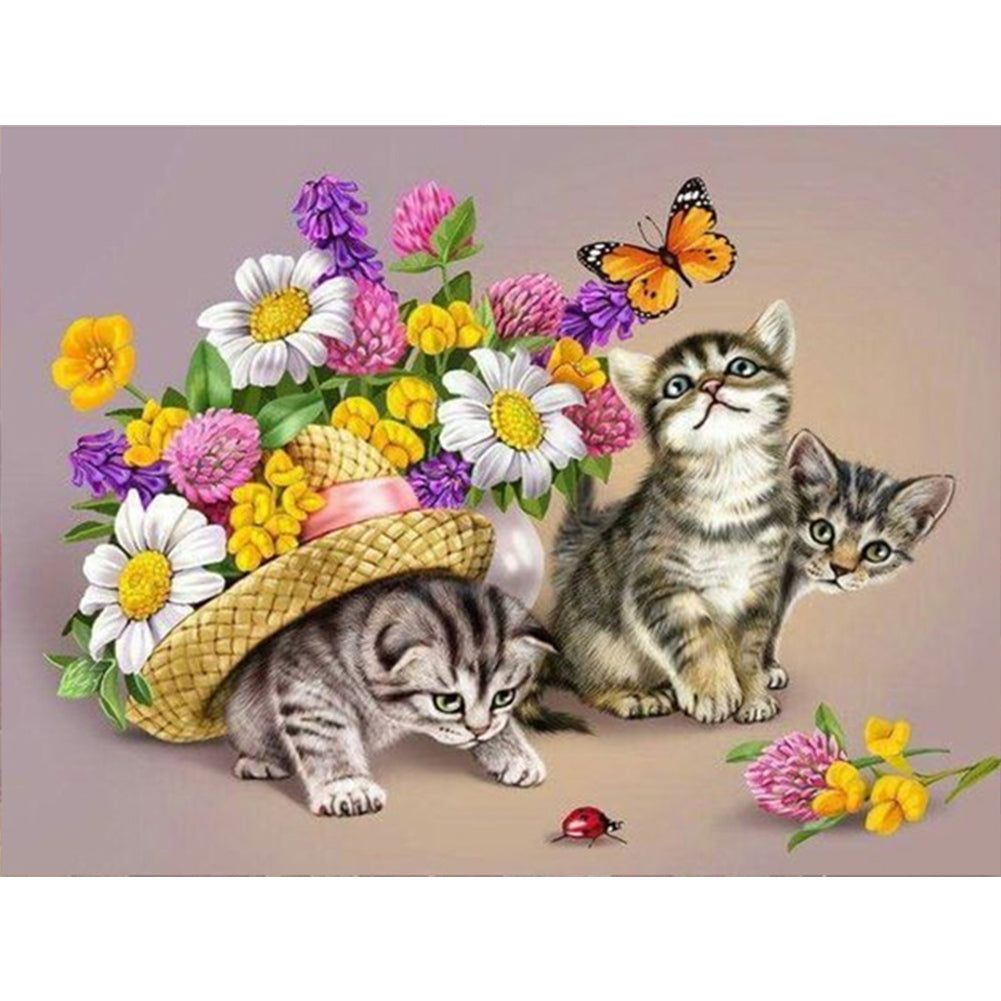 Three Kittens - Full Round Drill Diamond Painting 40*30CM