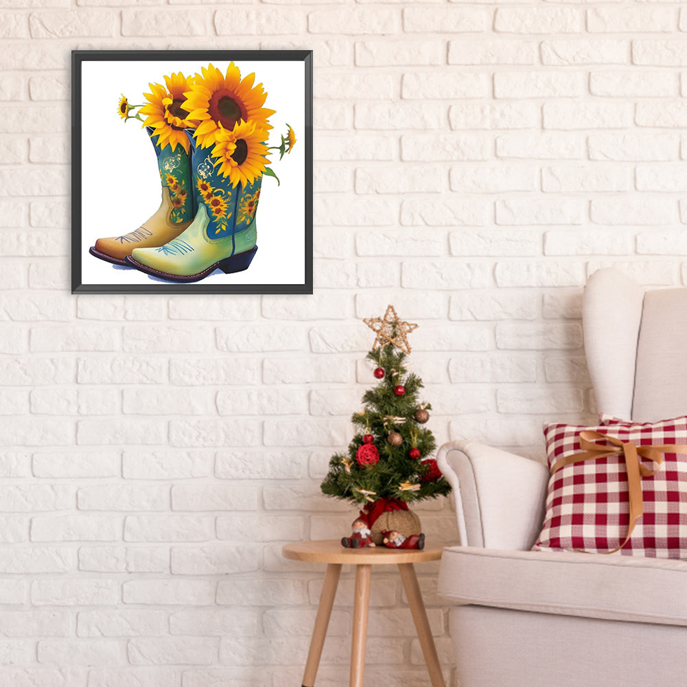 Floral Boots - Full Round Drill Diamond Painting 30*30CM