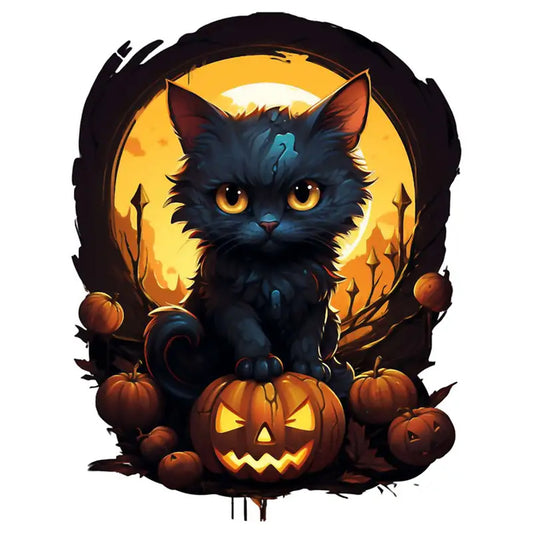 Halloween Black Cat - Full Round Drill Diamond Painting 30*40CM