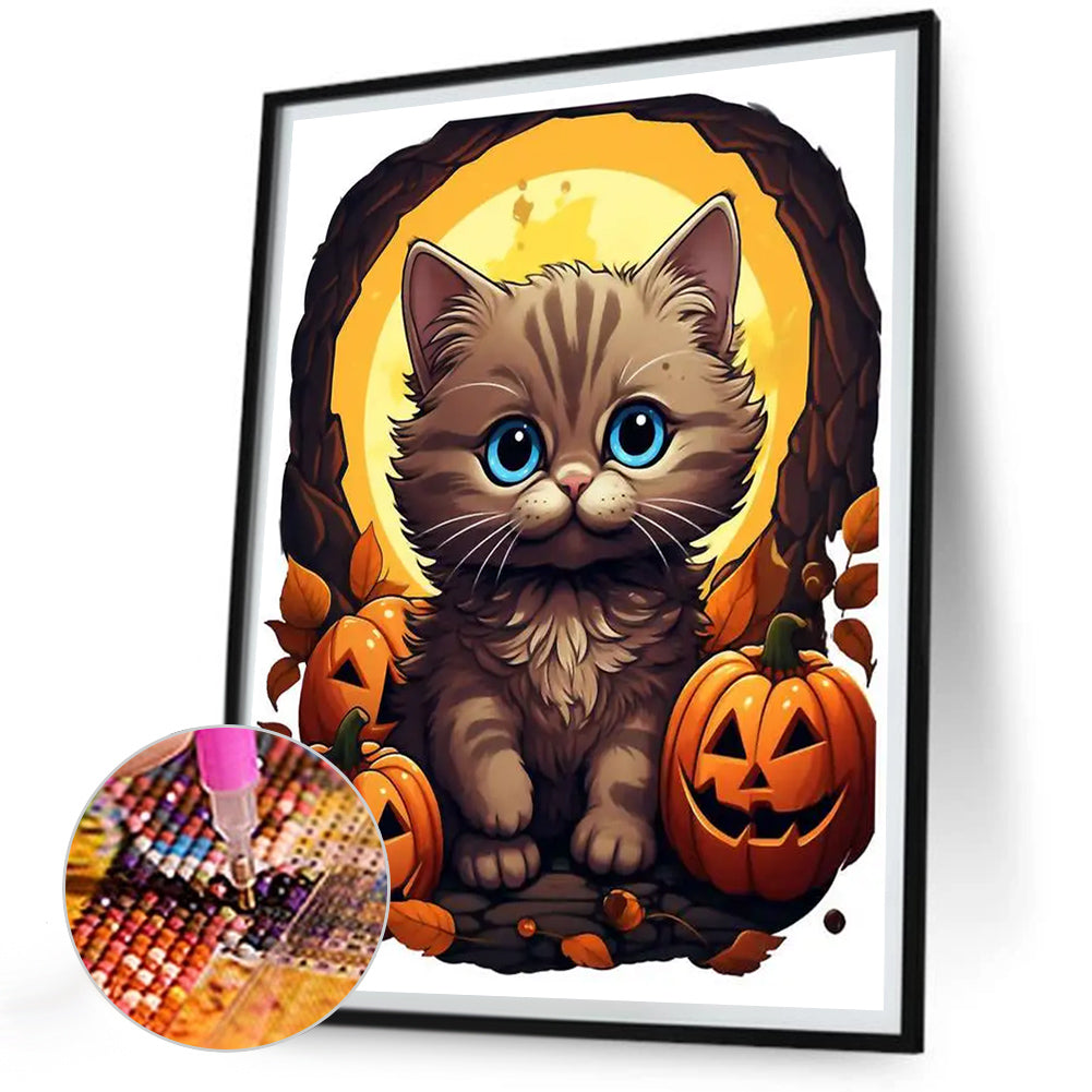 Cat - Full Round Drill Diamond Painting 30*40CM