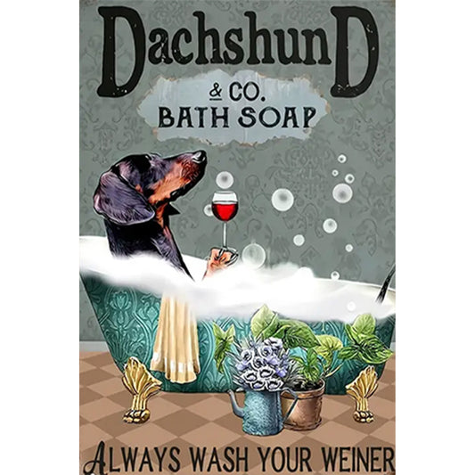 Dog Calligraphy And Painting - Full Round Drill Diamond Painting 30*45CM