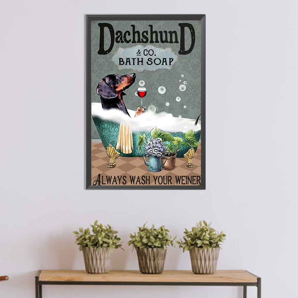 Dog Calligraphy And Painting - Full Round Drill Diamond Painting 30*45CM