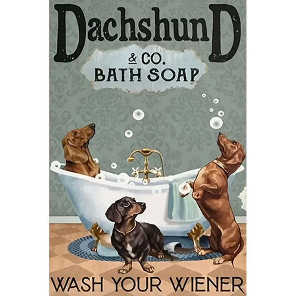 Dog Calligraphy And Painting - Full Round Drill Diamond Painting 30*45CM