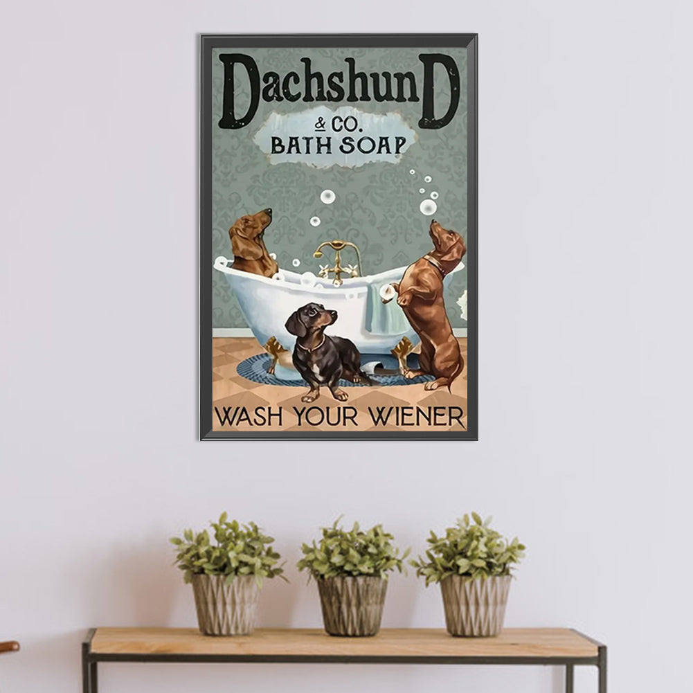 Dog Calligraphy And Painting - Full Round Drill Diamond Painting 30*45CM