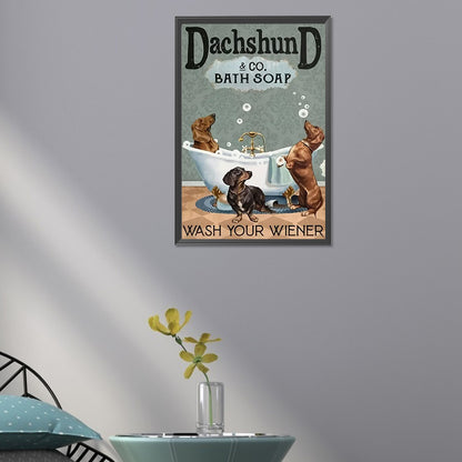 Dog Calligraphy And Painting - Full Round Drill Diamond Painting 30*45CM