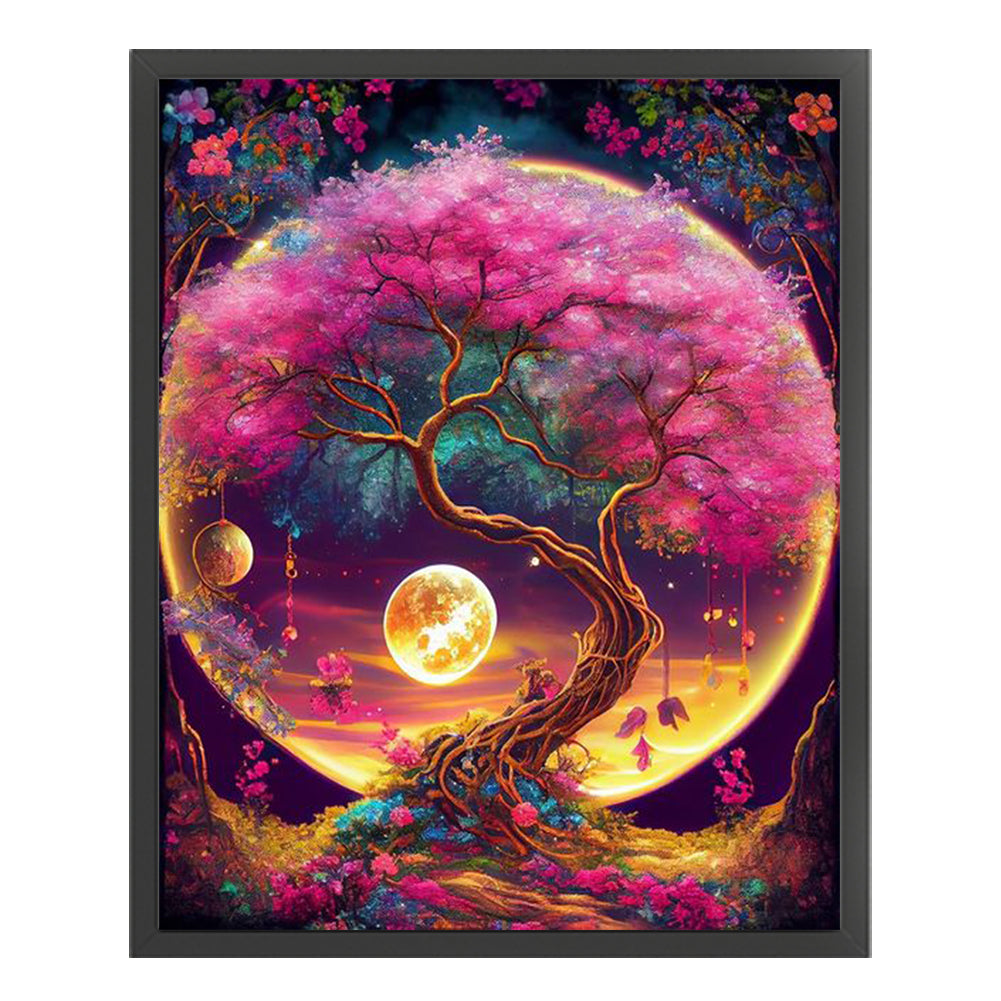 Wishing Tree Under The Moon - 11CT Stamped Cross Stitch 40*50CM