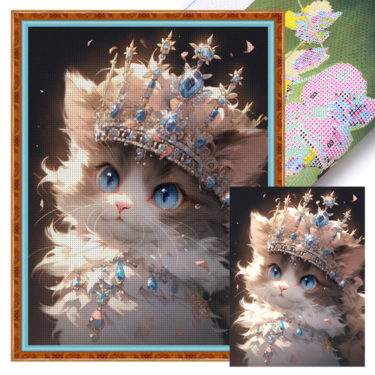 Cat With Crown - 11CT Stamped Cross Stitch 40*53CM