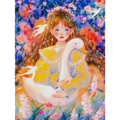 Swan Girl - 11CT Stamped Cross Stitch 40*53CM