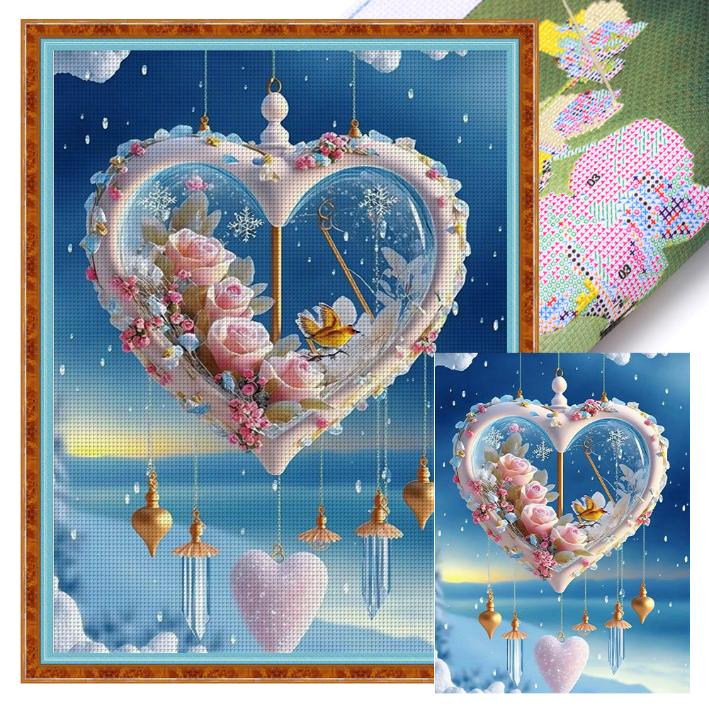 Snow Love Heart - 11CT Stamped Cross Stitch 40*53CM