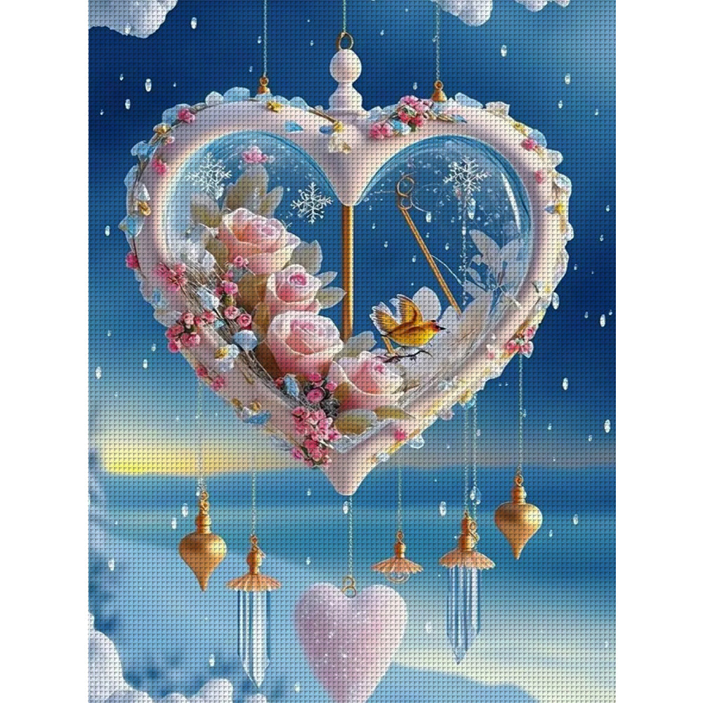 Snow Love Heart - 11CT Stamped Cross Stitch 40*53CM