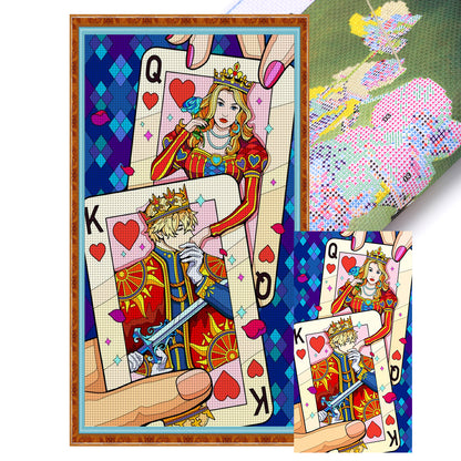 Poker King And Queen - 11CT Stamped Cross Stitch 45*80CM