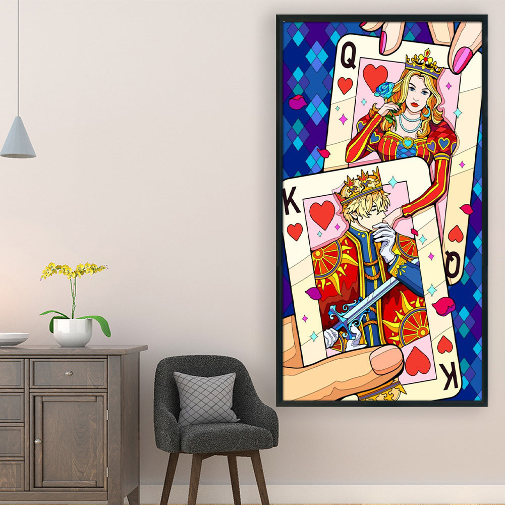 Poker King And Queen - 11CT Stamped Cross Stitch 45*80CM