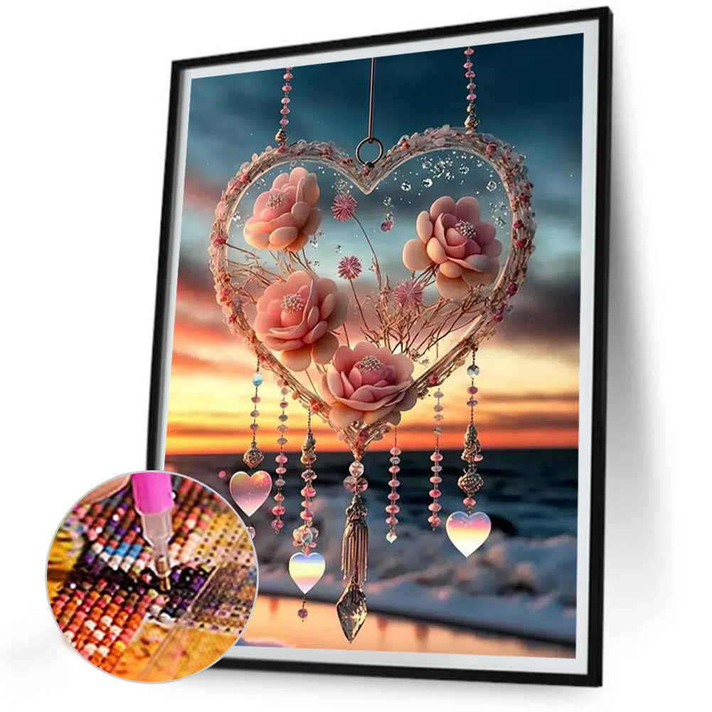 Snow Scene Love Pendant - Full Round Drill Diamond Painting 30*40CM