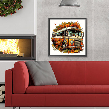 Late Summer Sunflower Bus - Full Round Drill Diamond Painting 30*30CM