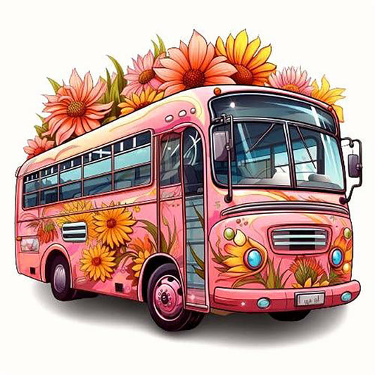 Buses Full Of Sunflowers - Full Round Drill Diamond Painting 30*30CM