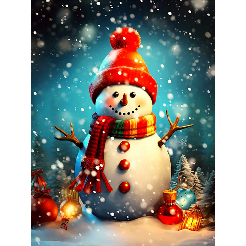 Snowman With Lights - Full Round Drill Diamond Painting 30*40CM