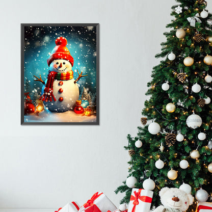 Snowman With Lights - Full Round Drill Diamond Painting 30*40CM