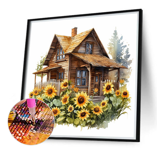 Sunflower Cottage - Full Round Drill Diamond Painting 40*40CM