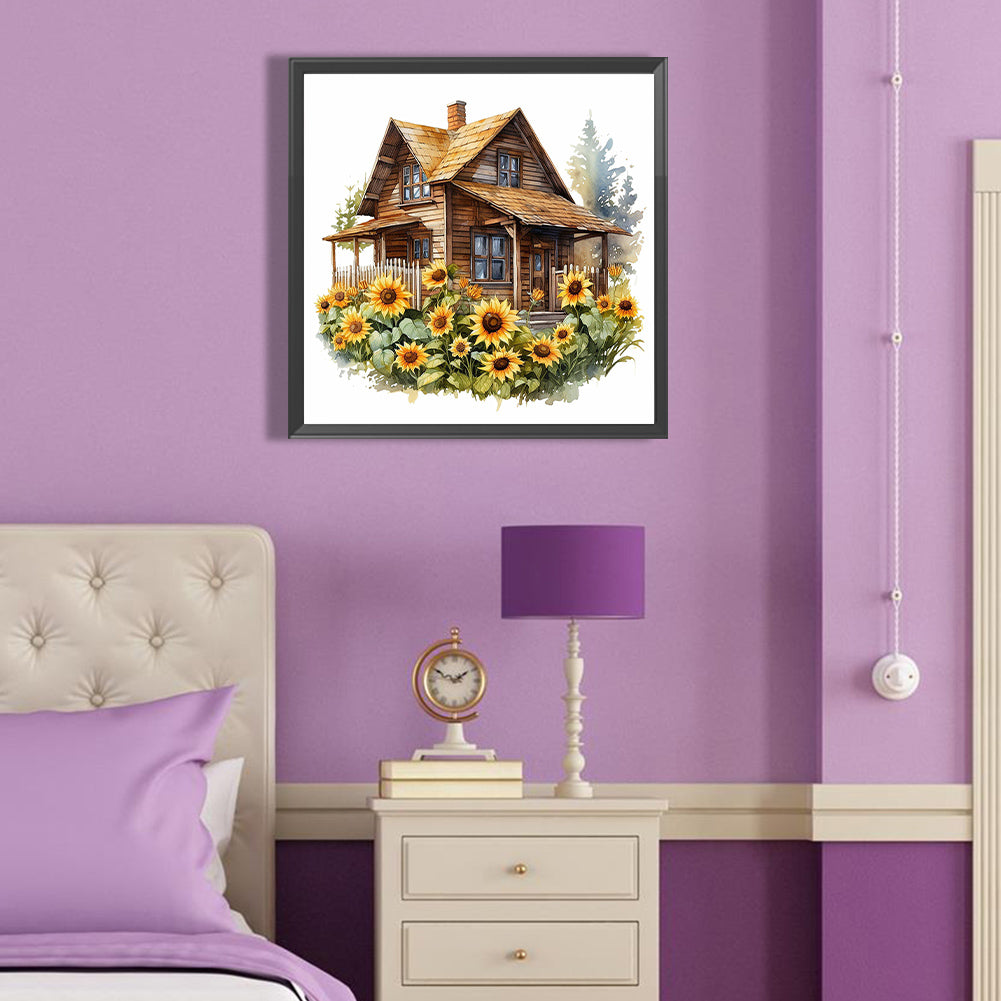 Sunflower Cottage - Full Round Drill Diamond Painting 40*40CM